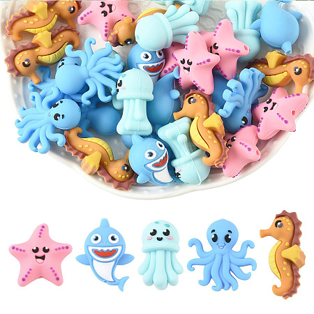 15Pcs 5 Styles Silicone Beads SIL-YW0002-38-1