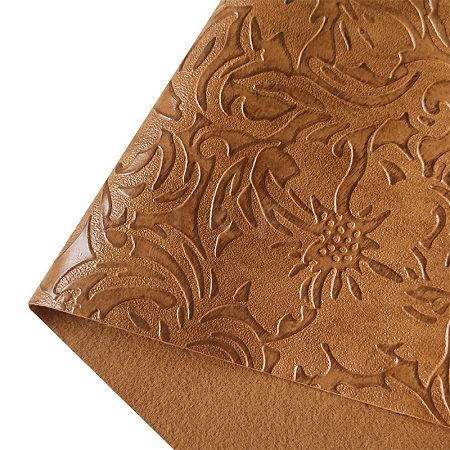 Embossed Flower Pattern Imitation Leather Fabric PW-WG18445-08-1