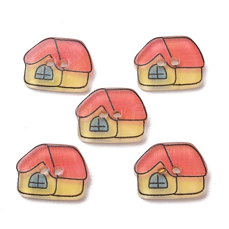 2-Hole Printed Transparent Resin Buttons RE-CBAA3F3-12-1