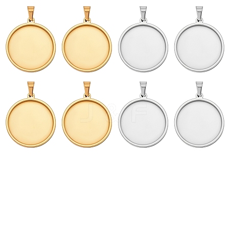 12Pcs 2 Colors 201 Stainless Steel Pendant Cabochon Settings STAS-WR0001-42-1