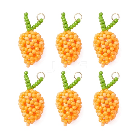 Glass Seed Beaded Mango Pendants PALLOY-MZ00893-01-1