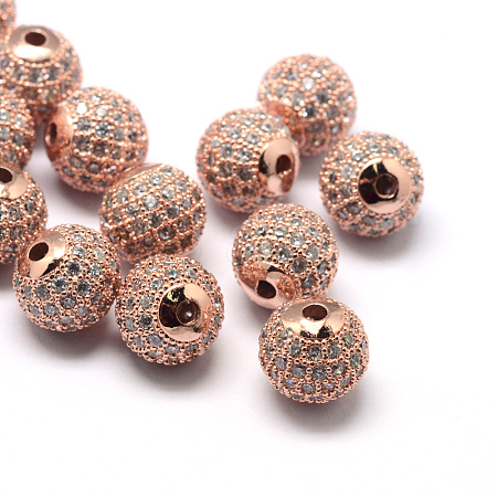 Rack Plating Brass Cubic Zirconia Beads ZIRC-S001-10mm-A03-1