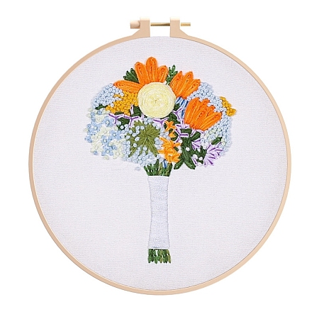 Flower Pattern DIY Embroidery Kit DIY-P077-130-1