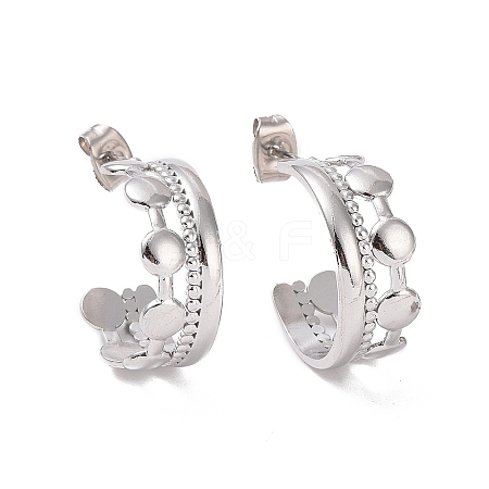Non-Tarnish 304 Stainless Steel Flat Round Wrap Stud Earrings LS-EJEW-G326-04P-1
