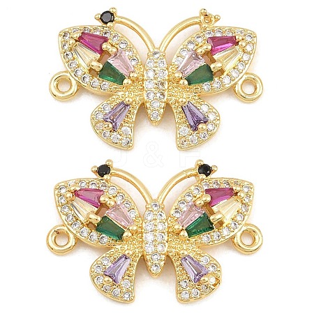 Brass Pave Colorful Cubic Zirconia Connector Charms CU-CBA908F-04G-07-1