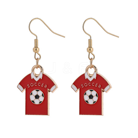 Alloy Enamel Football Shirt & Football Dangle Earrings for Women WGCBEF2-02-1