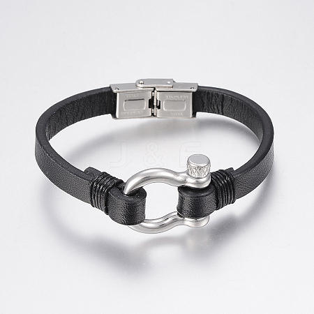 Men's Leather Cord Bracelets BJEW-P198-20-1