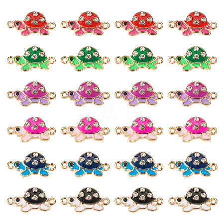24Pcs 6 Colors Alloy Enamel Connector Charms ENAM-TA0001-58-1