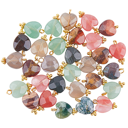 DICOSMETIC 30Pcs 5 Style Mixed Gemstone Charms FIND-DC0002-44-1