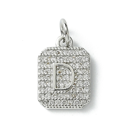 Rack Plating Brass Micro Pave Clear Cubic Zirconia Charms KK-G501-01D-P-1