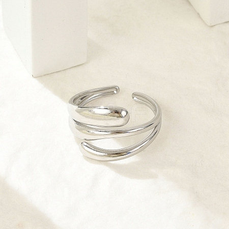 304 Stainless Steel Cuff Rings for Women RJEW-G338-21P-1