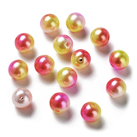 Rainbow ABS Plastic Imitation Pearl Beads OACR-Q174-8mm-17-1