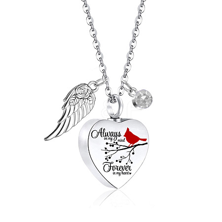 Heart with Wing Urn Ashes Pendant Necklace PW-WG4984E-06-1