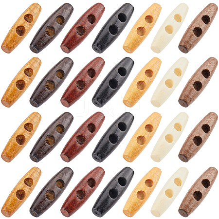 84Pcs 7 Colors Natural Wood Buttons BUTT-GF0003-90B-1