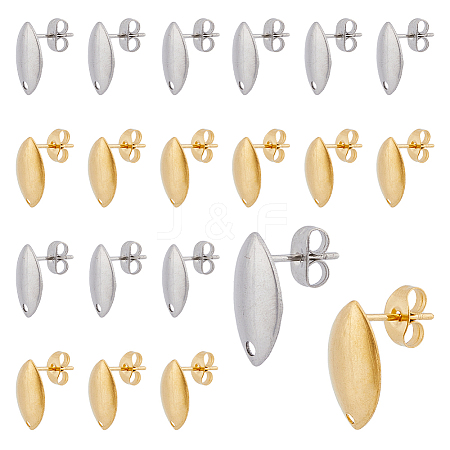 DICOSMETIC 40Pcs 2 Colors 304 Stainless Steel Stud Earring Findings STAS-DC0014-87-1