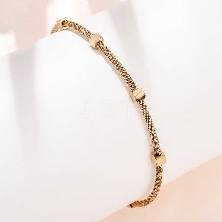 304 Stainless Steel Cube Bead Cuff Bangles for Women SA-CBA2192-01G-1