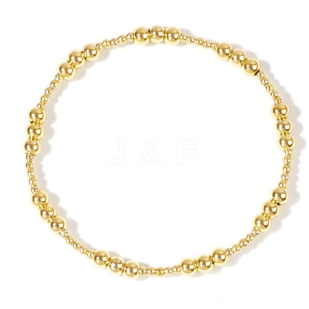 Bohemia Brass Round Beaded Stretch Bracelets TK0566-12-1