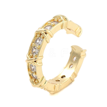 Clear Cubic Zirconia Open Cuff Rings RJEW-U002-09G-1