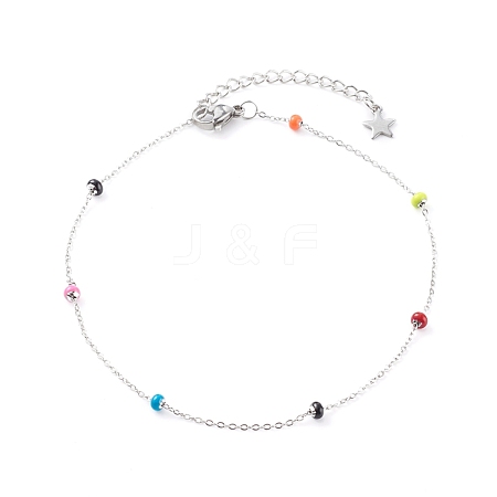 Stainless Steel Satellite Chain Anklets AJEW-AN00423-1