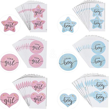 SUPERFINDINGS 120Pcs 3 Style TEAM Girl and Boy Stickers DIY-FH0003-23-1