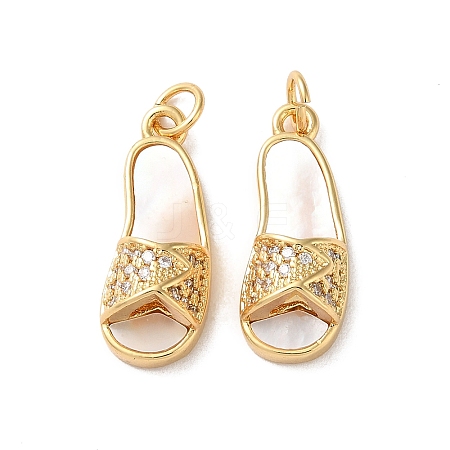 Brass Micro Pave Cubic Zirconia Pendants KK-B083-09G-1