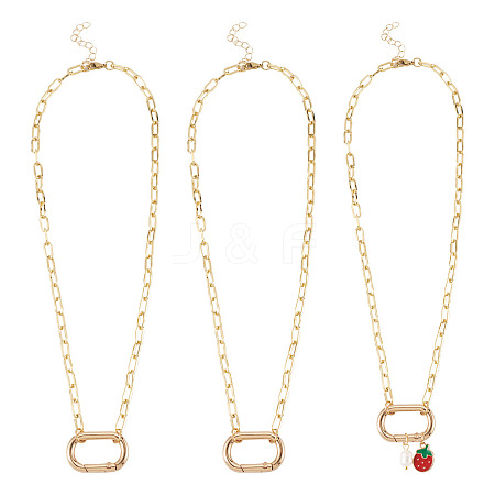 2Pcs Oval Brass Paperclip Chains Pendant Decorations NJEW-TAC0047-1