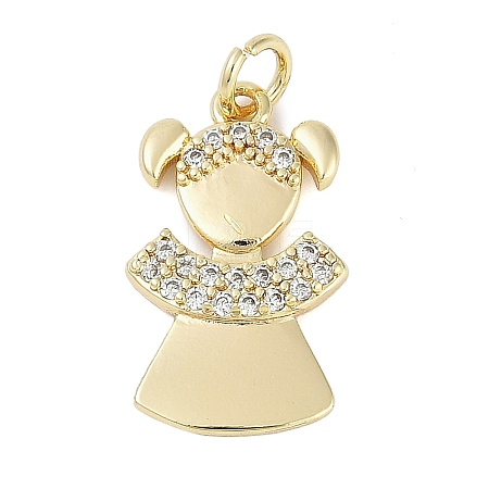 Rack Plating Brass Micro Pave Cubic Zirconia Pendants KK-H509-35G-02-1