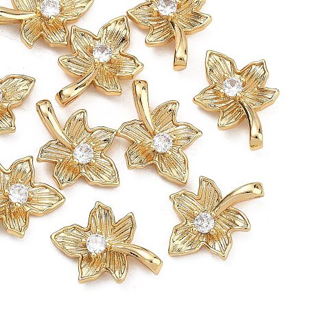 SHEGRACE Brass Micro Pave Clear Cubic Zirconia Charms XGRQ2O693-424G-1