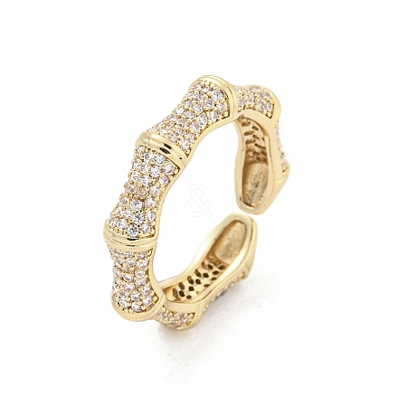 Brass Micro Pave Cubic Zirconia Cuff Rings RJEW-I103-037G-1