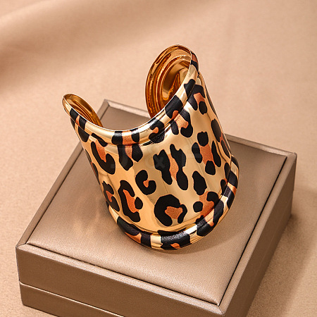 Leopard Print Alloy Cuff Bangles  for Women WGB08C8-01-1