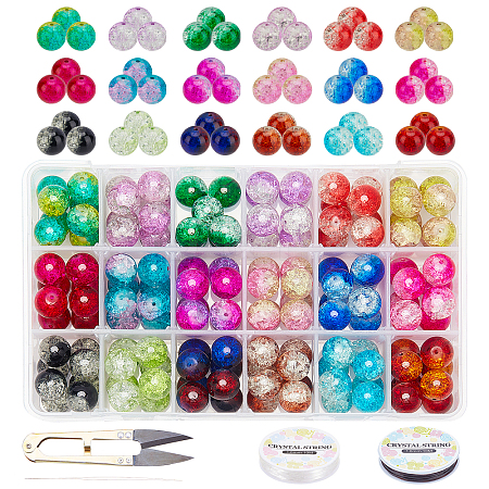 DIY Baking Painted Crackle Glass Beads Stretch Bracelet Making Kits DIY-PH0004-54E-1