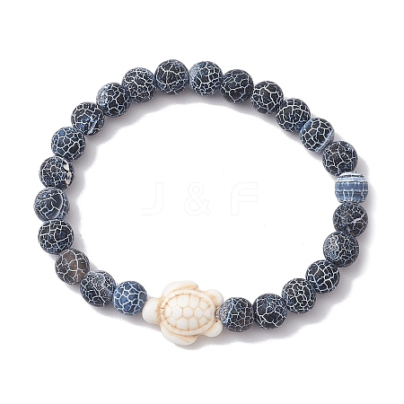 Dyed Natural Weathered Agate Round Beads Stretch Bracelets BJEW-JB11078-03-1