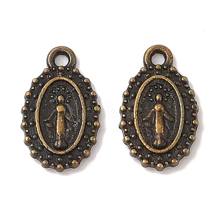 Oval Tibetan Style Alloy Charms TIBEP-D090-AB-NR-1