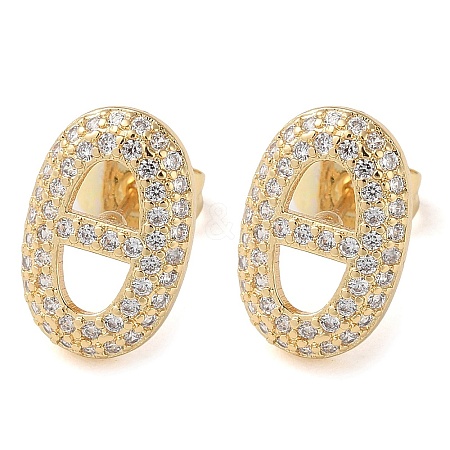 Rack Plating Brass Micro Pave Cubic Zirconia Stud Earrings EJEW-M230-18G-1