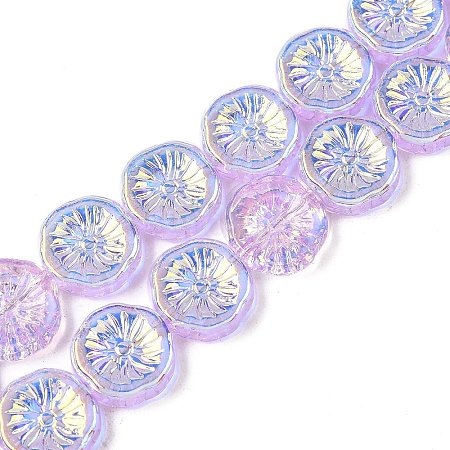 Half Electroplate Baking Paint Glass Beads Strands EGLA-K061-11A-AB04-1