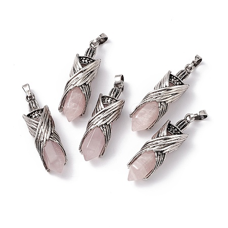 Natural Rose Quartz Pointed Pendants G-H281-01L-1