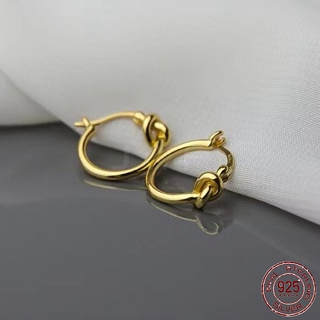 925 Sterling Silver Knot Hoop Earrings for Women EJEW-BB72414-A-1