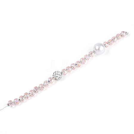 Acrylic & Glass & ABS Plastic Pearl & Alloy & Polymer Clay Pave Rhinestone Beads Strands MAK-T011-08C-1