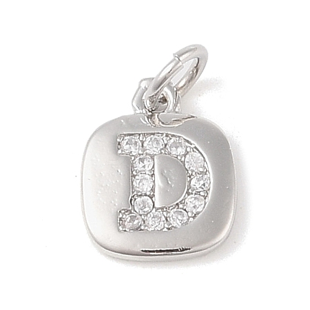 Rack Plating Brass Micro Pave CLear Cubic Zirconia Charms KK-E110-14P-D-1