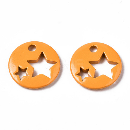 Spray Painted Brass Charms KK-Q252-003G-1