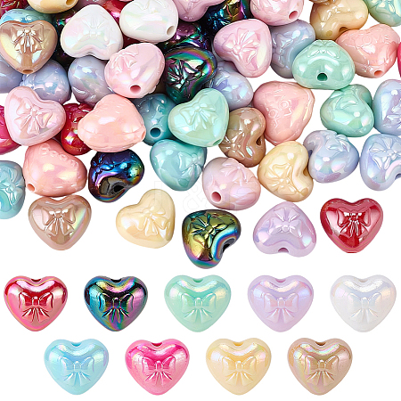 80Pcs AB Color Plated Opaque Acrylic Beads OACR-SP0002-45A-1