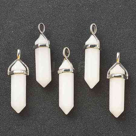 Natural White Jade Pointed Pendants G-M378-01P-A12-1