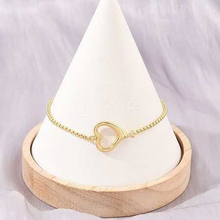 Brass Heart Link Bracelets for Women KK-CBA68DA-02-1