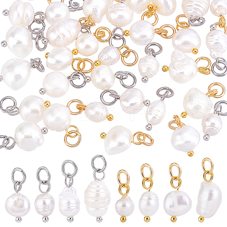 32Pcs 8 Styles Natural Pearl Nuggets Pendants PALLOY-PH01723-1