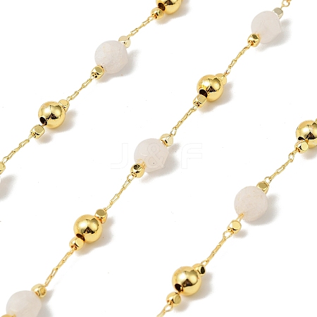 Handmade White Jade Faceted Round Beaded Chains CHC-F021-01G-03-1
