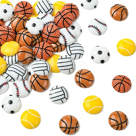 60Pcs 6 Styles Sport Opaque Resin Cabochons RESI-CJ0004-95-1