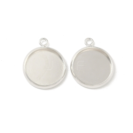 Flat Round Brass Pendant Cabochon Settings KK-K414-14E-S-1