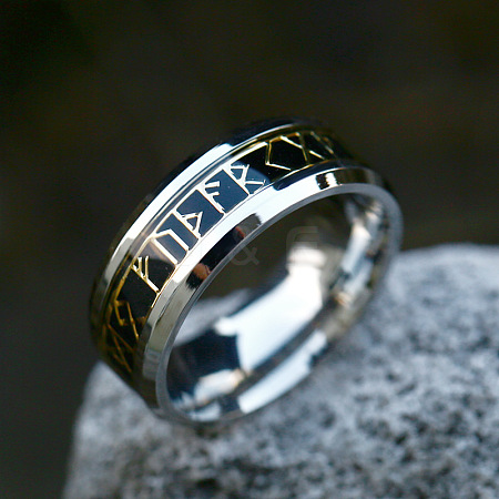 Titanium Steel  Words Finger Rings FIND-PW0020-12C-P-1