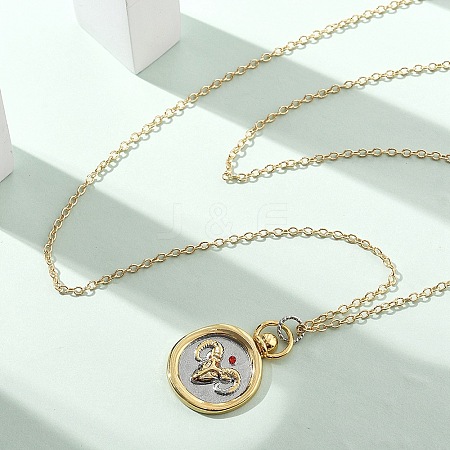 Brass Twelve Constellations Tarot Pendant Necklaces NJEW-Q006-01C-G-1