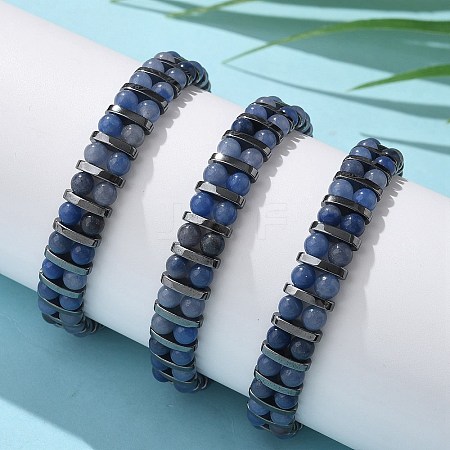 Natural Blue Aventurine and Synthetic Hematite Adjustable Braided Bead Bracelets BJEW-H626-01-01-1